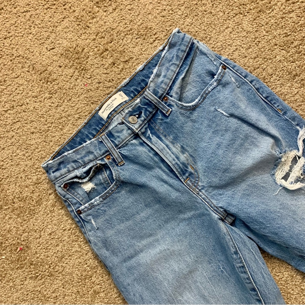 Abercrombie & Fitch The Boyfriend Mid Rise Distressed Jeans